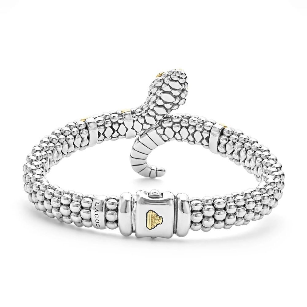 LAGOS Sterling Silver 18K Gold Rare Wonders 9MM Two Tone Snake Rope Bracelet 7.5 - Picture 10 of 12